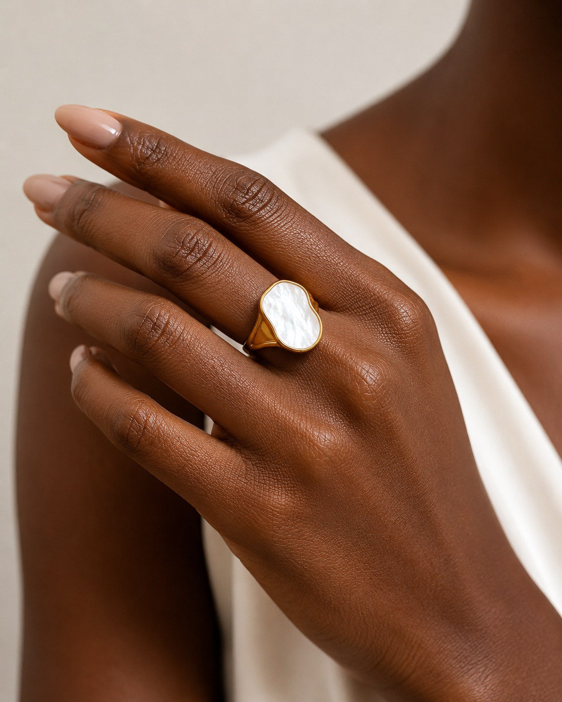 Pearl Ripple Sculptural Ring