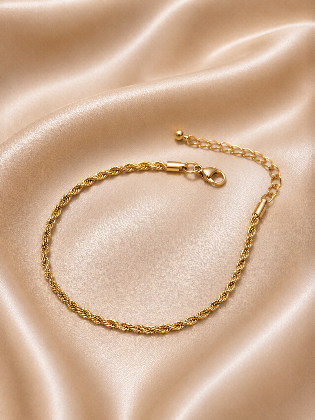 Gold Twisted Rope Bracelet - 2mm