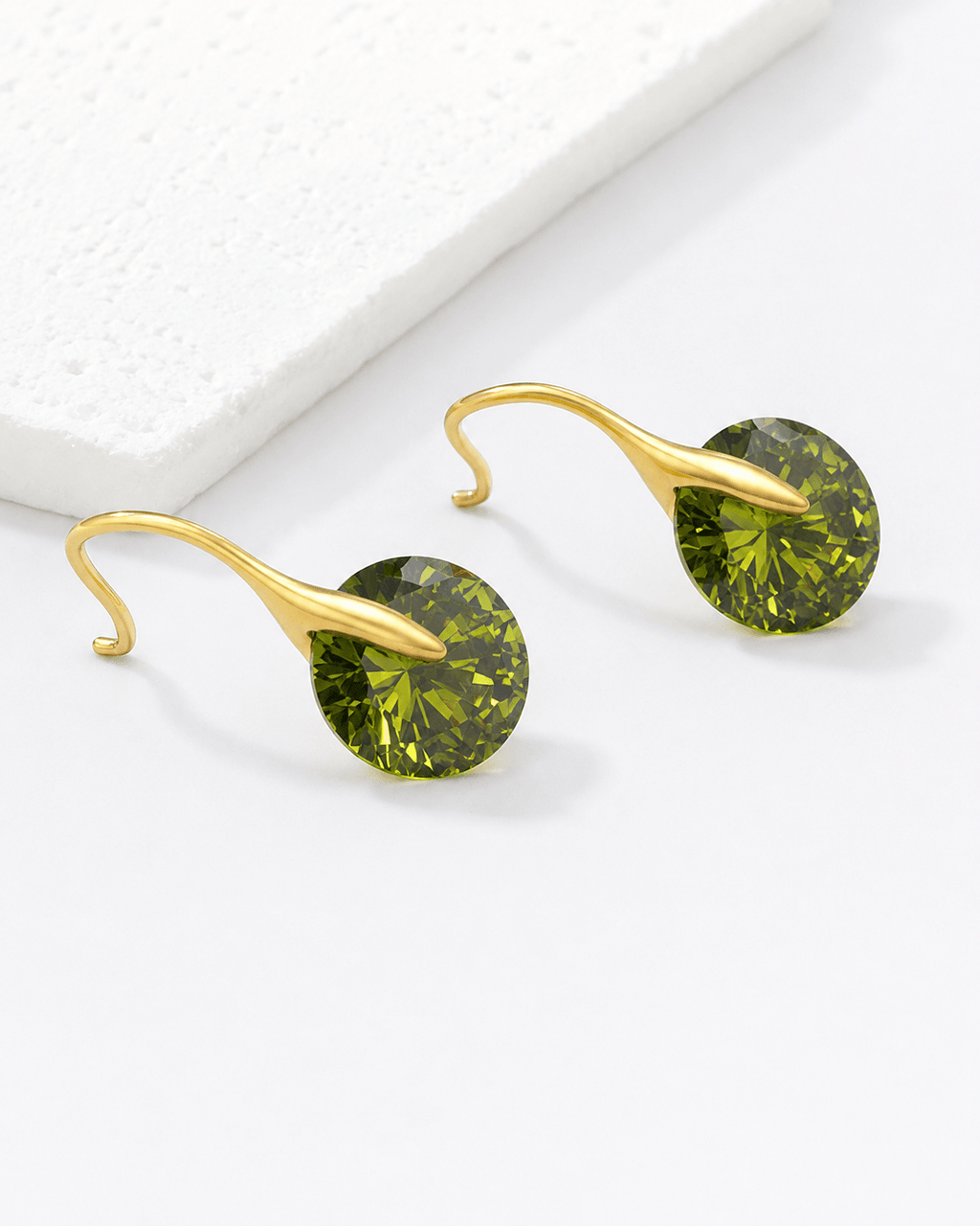 Olive Crystal Drop Earrings