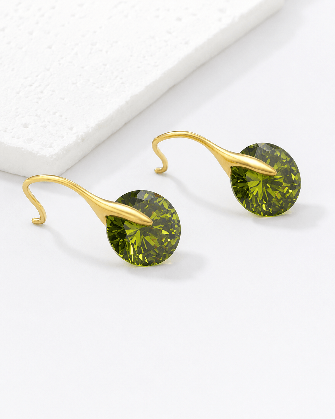 Olive Crystal Drop Earrings