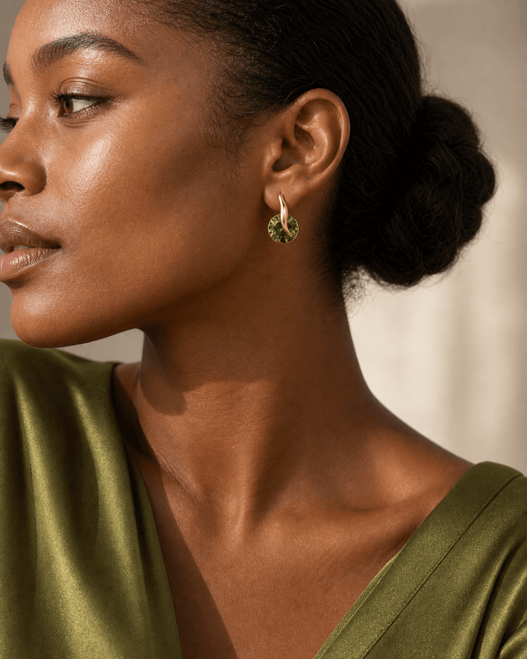 Olive Crystal Drop Earrings